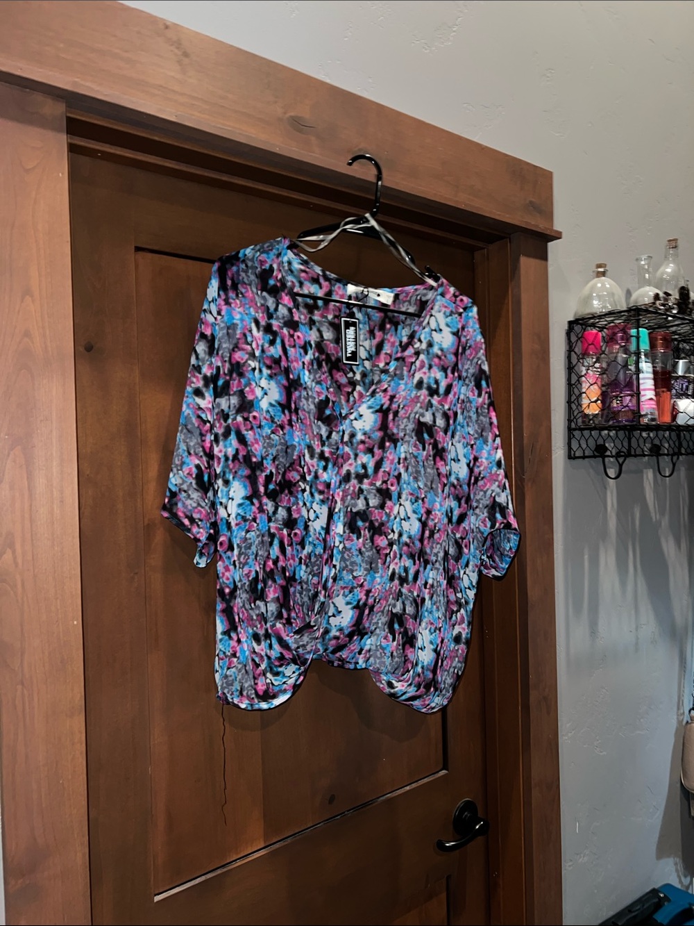 Buddy Love Floral Top-Blue/Magenta/Black/White